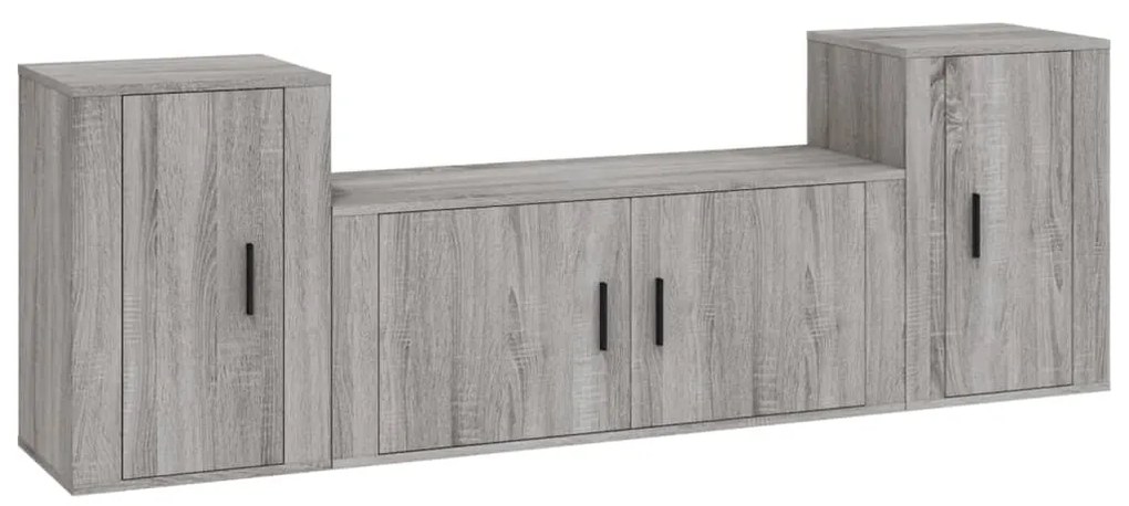3188516 vidaXL Комплект ТВ шкафове от 3 части, сив сонома, инженерно дърво