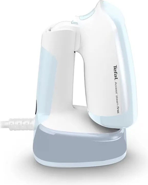 Уред за гладене с пара Tefal DT3041E1, 1300W, 0.12 л, 20 г/мин, Вертикално гладене, Керамична плоча, Сгъваем, Бял/син