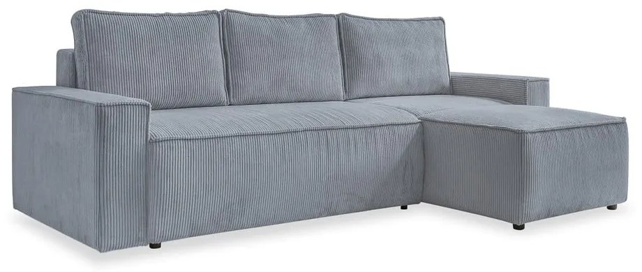 Светлосив разтегателен ъглов диван от рипсено кадифе (променлив) Brave Dave – Miuform