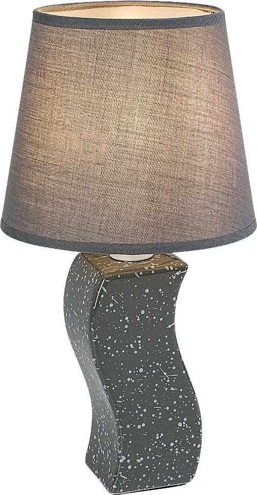 Rabalux Dayami, настолна лампа, сива керамична лампа със сив текстилен абажур, E14 1xMAX40W, В34см, Д18см, кабел: 180см бял PVC