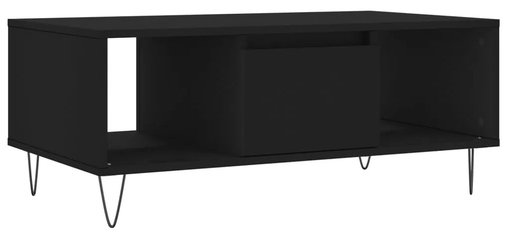 830589 vidaXL Кафе маса, черна, 90x50x36,5 см, инженерно дърво