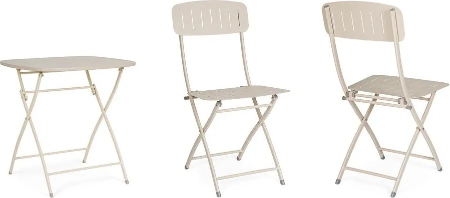 Бежов стоманен градински комплект за хранене за 2 Yvonne – Bizzotto