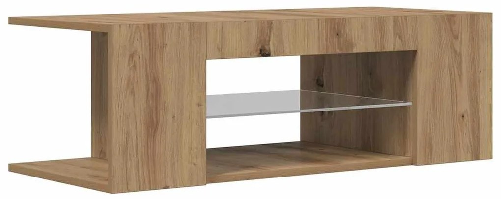 856326 vidaXL ТВ шкаф с LED осветление, 90x39x30 см, инженерно дърво