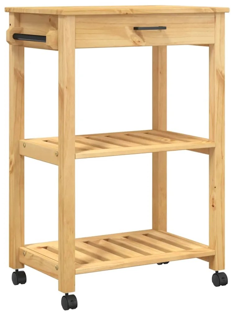 376091 vidaXL Кухненска количка "MONZA" 60x40x88,5 см борово дърво масив