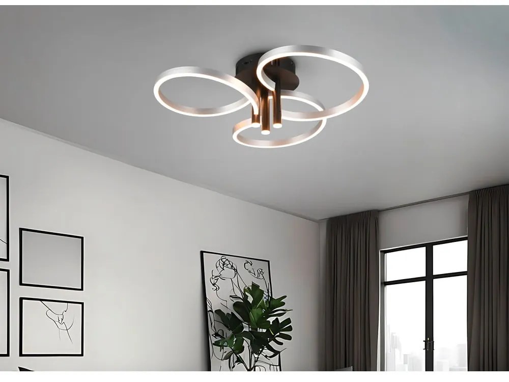 Черно и сребърно LED затъмняващо се осветително тяло за таван Caruso – Trio