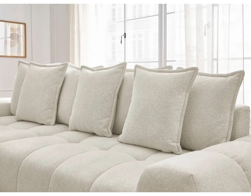 Бял шенилов сгъваем/с място за съхранение ъглов диван (ляв ъгъл) Everest – Bobochic Paris