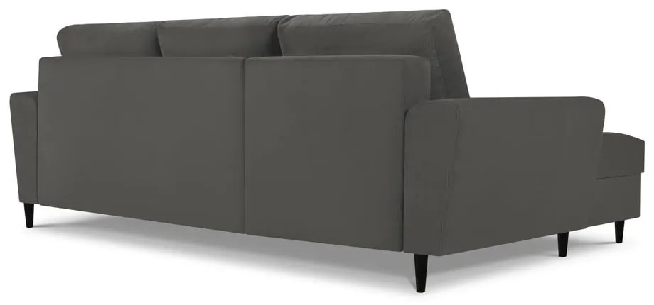 Тъмносив ъглов разтегателен диван от велур , ляв ъгъл Moghan - Micadoni Home