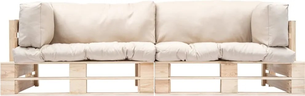 277483 vidaXL Градински диван от 2 части с пясъчни възглавници бор