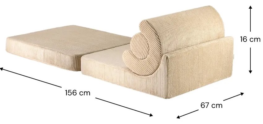 Светлокафяв детски стол от рипсено кадифе Flipster – Wigiwama