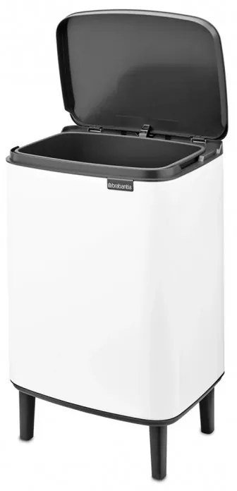 Кош за боклук Brabantia Bo Small Hi 1006647, 12 л, Плавно и безшумно отваряне, Противоплъзгаща основа, Бял