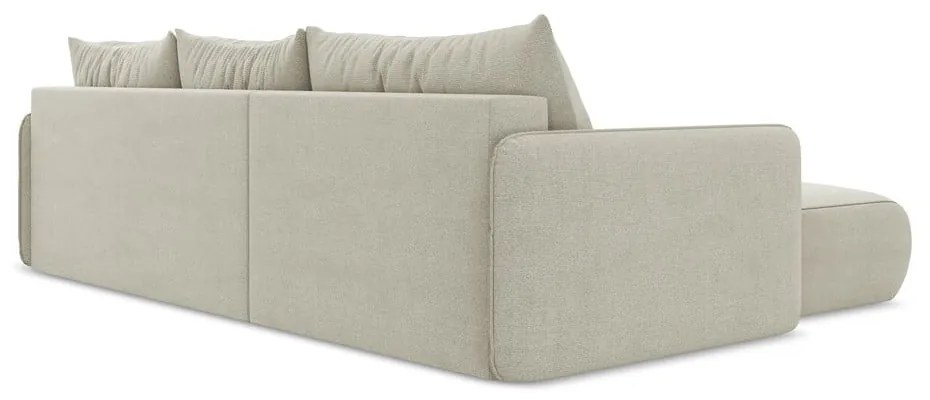 Кремав разтегателен ъглов диван с място за съхранение (ляв ъгъл) Nanea – Makamii