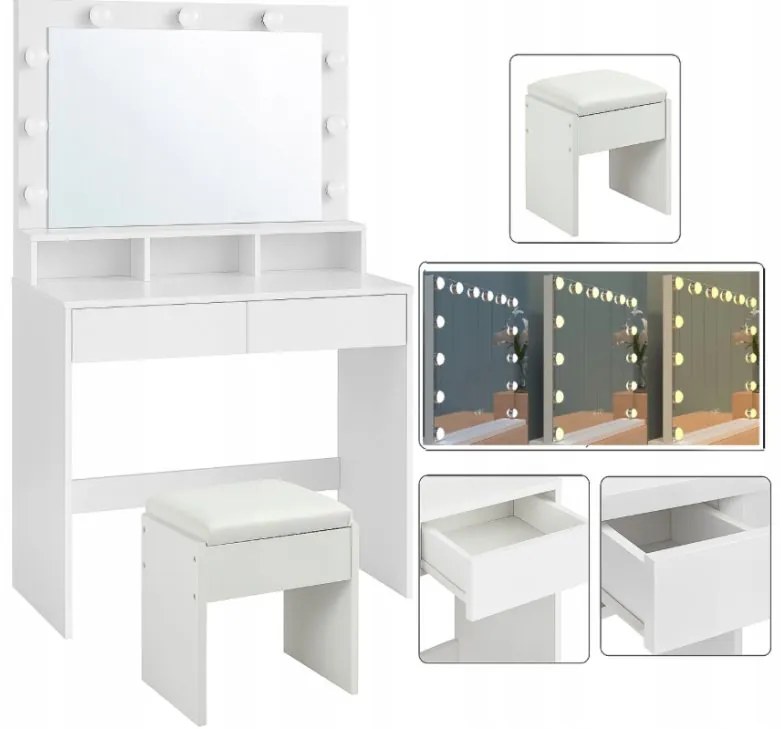 Холивудска козметична тоалетка с табуретка - елегантност, стил и практичност в едно