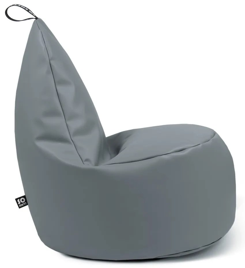 Тъмносин детски пуф от изкуствена кожа Lull M – So Soft?