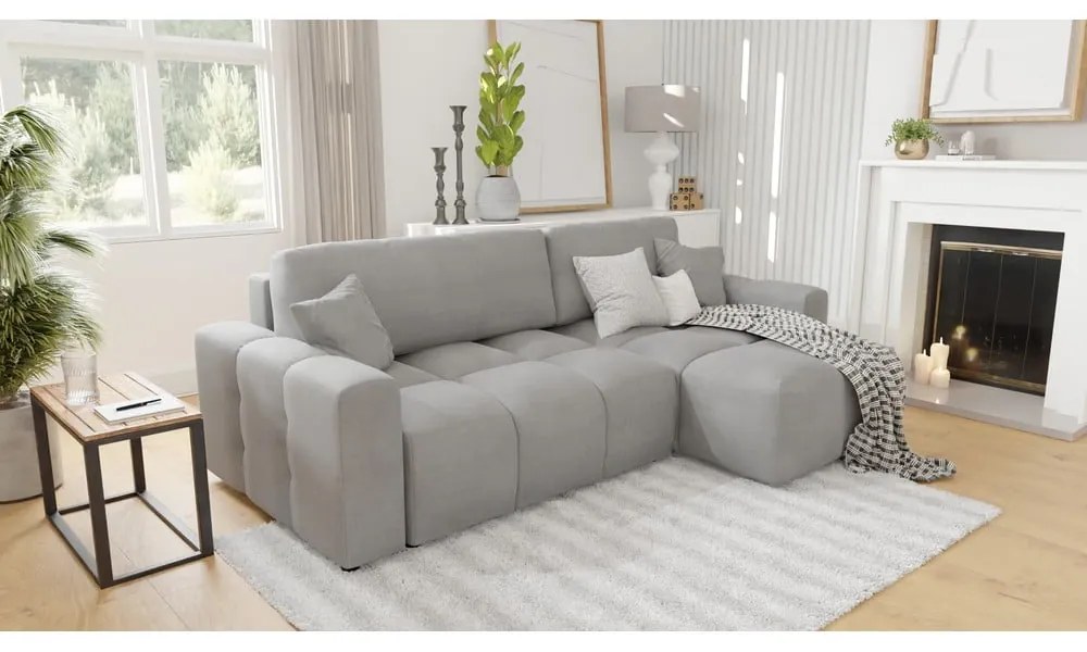 Светлосив ъглов диван (променлив) Luki – Ropez