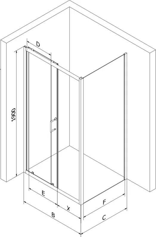 Mexen Apia плъзгаща душ кабина 100 x 80 см, бели ленти, хром + корито Rio - 840-100-080-01-20-4510