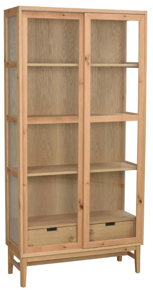 Витрина от декор от дъб с плъзгащи се врати в естествен цвят 100x203 cm Hazelton – Rowico