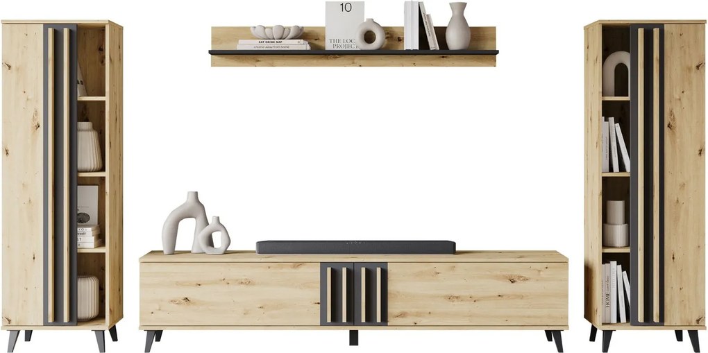 Секция за хол Helsinki I-Дърво-Черен