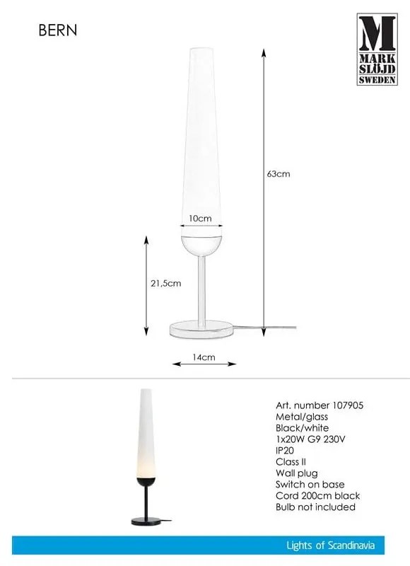 Настолна лампа с основа в черно Bern - Markslöjd