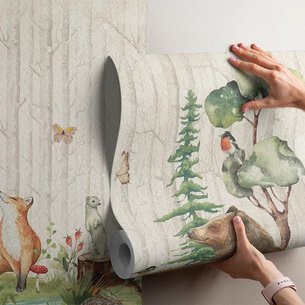 Фототапет за детска стая с мечка и горски животни – Woodland Friends
