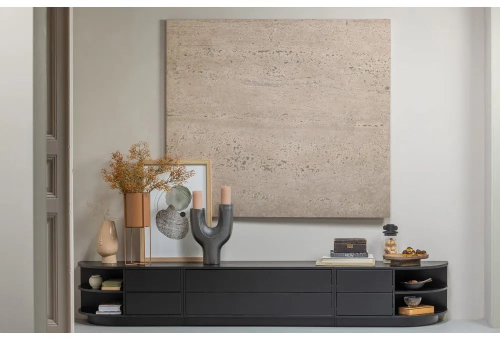 Черен модулен ТВ шкаф от масивен бор 256x40 cm Finca – WOOOD