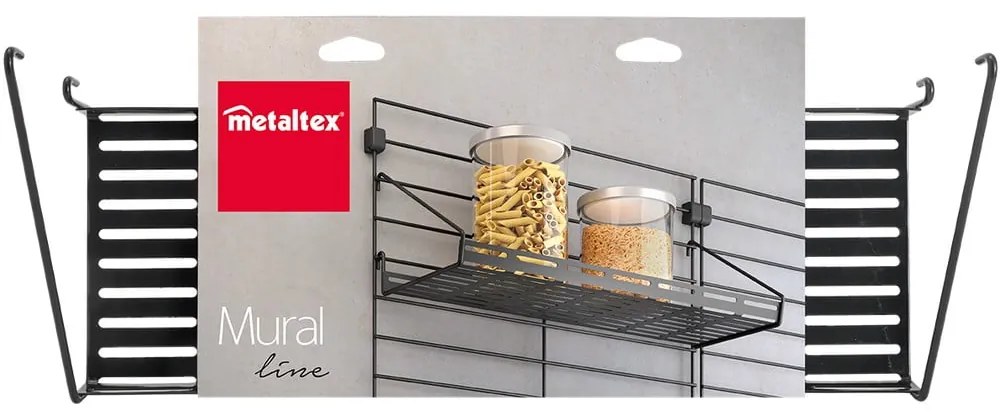 Черен метален компонент - рафт 43x15 cm Mural – Metaltex
