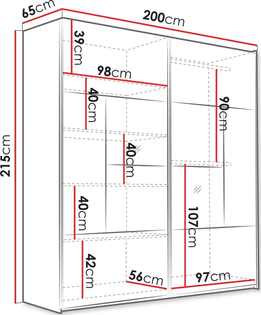 Гардероб Boston 203 плъзгащ-Графит