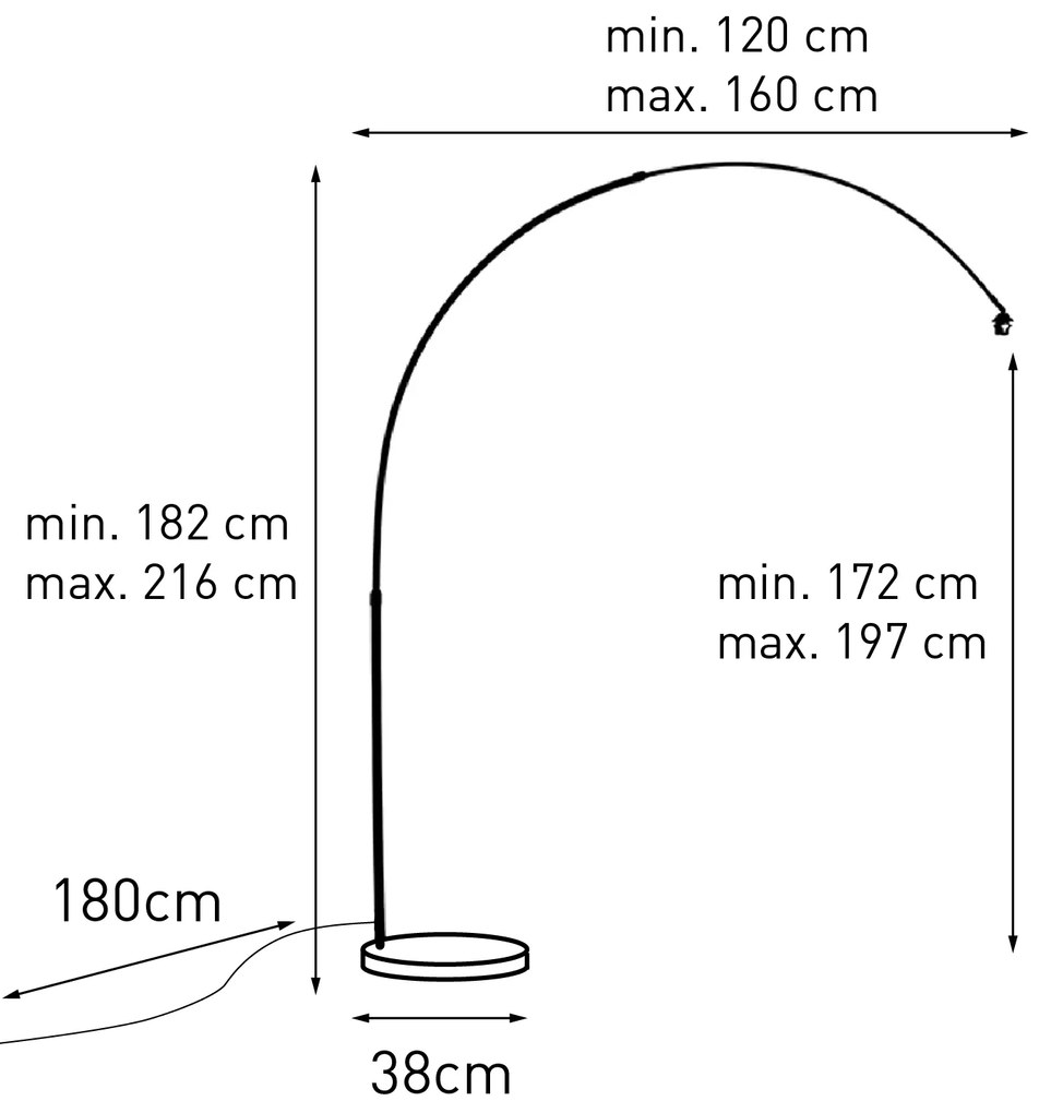 Модерна аркова лампа стомана регулируема без абажур