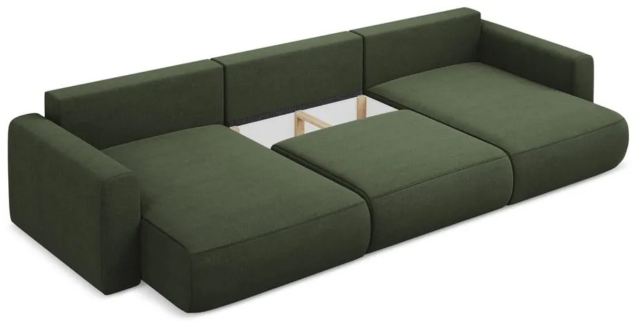 Разтегателен ъглов диван с място за съхранение в цвят каки (U форма) Kapua – Makamii