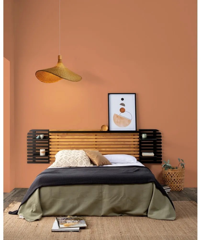 Табла за глава от черен/естествен бор 240x62 cm Dimas - Marckeric