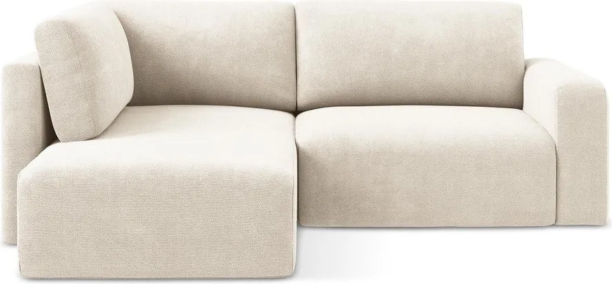 Кремав шенилов сгъваем/с място за съхранение ъглов диван (ляв ъгъл/L форма) Kona – Makamii