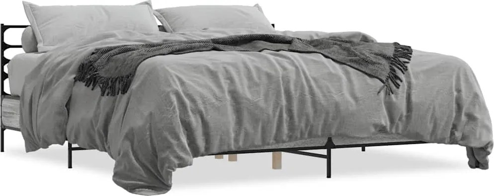 3280060 vidaXL Рамка за легло, сив сонома, 180x200 см, инженерно дърво и метал