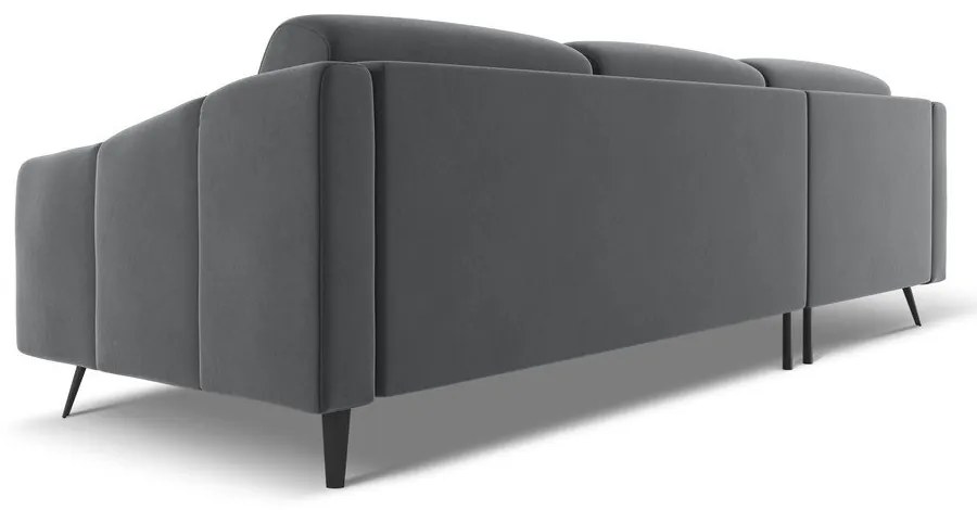 Сив кадифен ъглов диван (ляв ъгъл) Nalu – Makamii