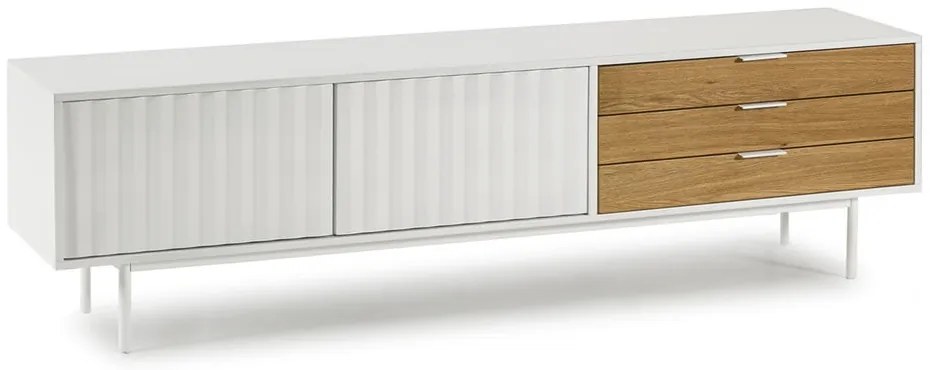 Бяла/естествена маса за телевизор от декор от дъб 180x52 cm Sierra – Teulat