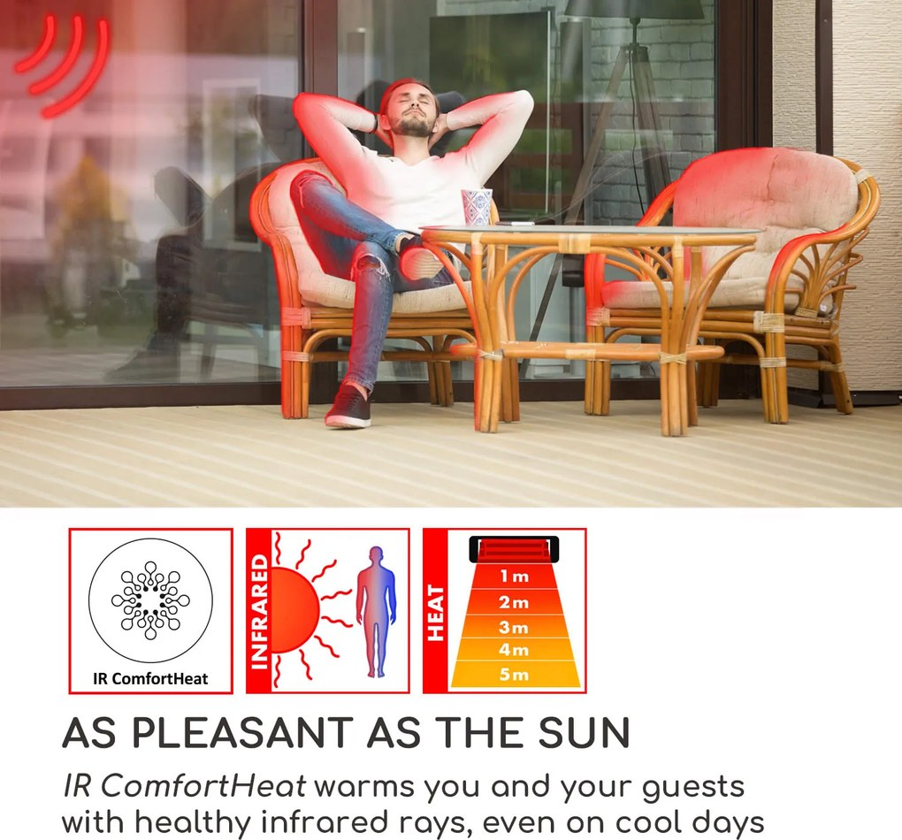 Blumfeldt Heat Guru Turbo, лъчист нагревател, 2000W, IP54, за външна употреба, за монтиране на чадър