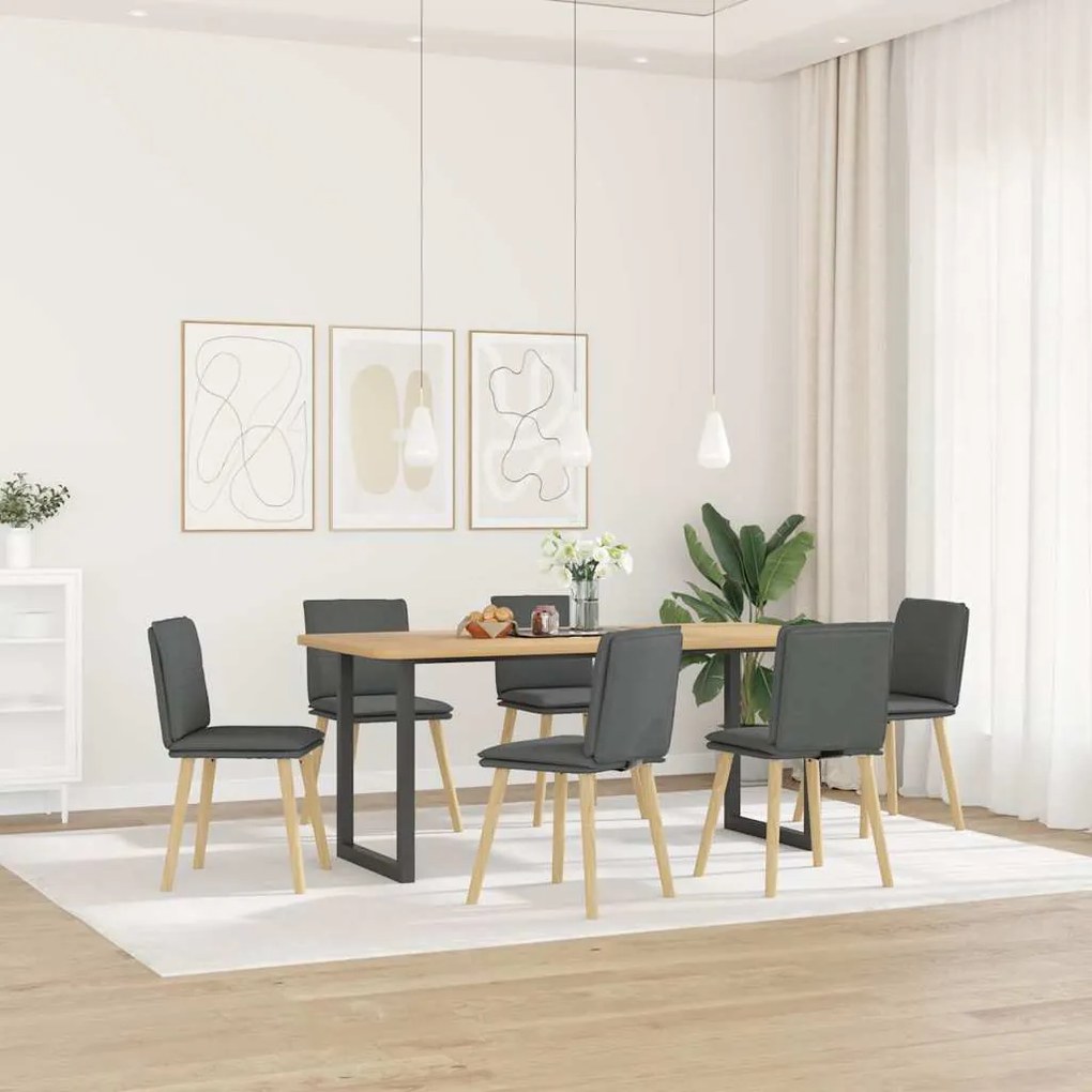 3315626 vidaXL Трапезни столове, 6 бр, тъмносиви, текстил