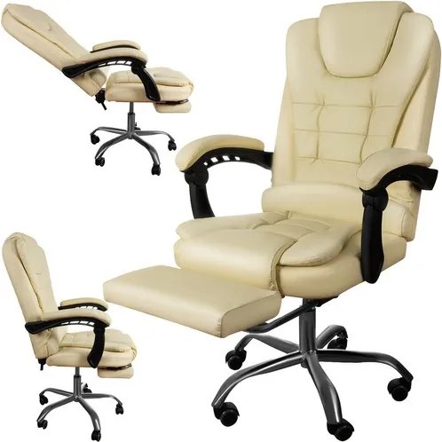 Офис стол с поставка за крака Malatec 23287 – Бежов ергономичен стол