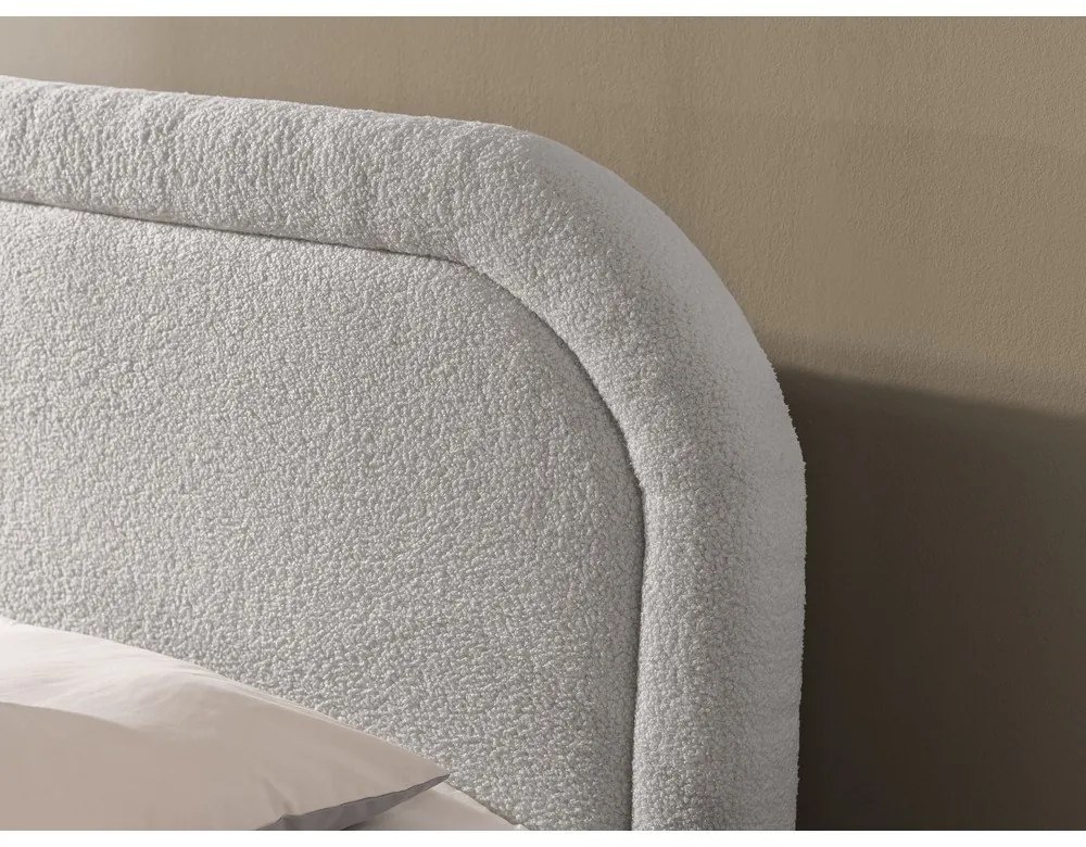 Светлосиво боксспринг легло 180x200 cm с място за съхранение Ornes – Ropez