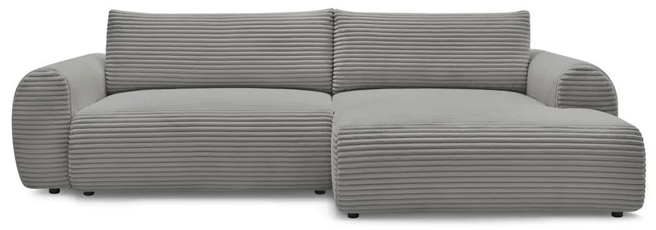 Тъмносив разтегателен ъглов диван от рипсено кадифе (десен ъгъл) Lucien – Bobochic Paris