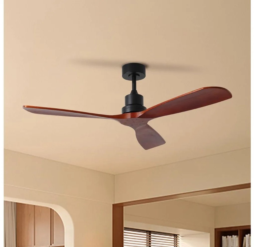 ZEVENTI - Таванен вентилатор LIONI Wi-Fi Tuya черен/дъб + дистанционно управление