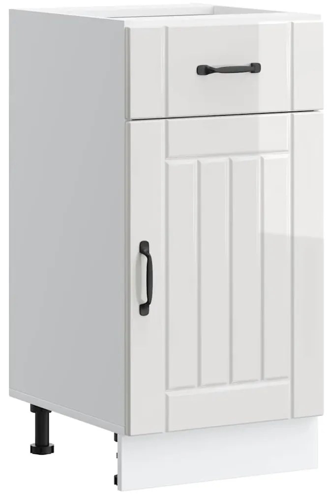 853709 vidaXL Кухненски шкаф Lucca, бял гланц, инженерно дърв