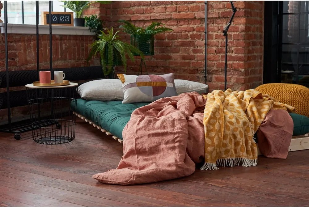 Сиво-бежов ленен разтегателен диван 140 cm Roots – Karup Design