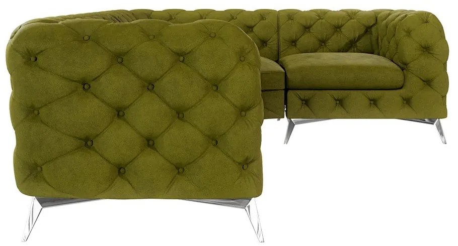 Зелен кадифен ъглов диван (десен ъгъл/L форма) Chelsea – Ropez