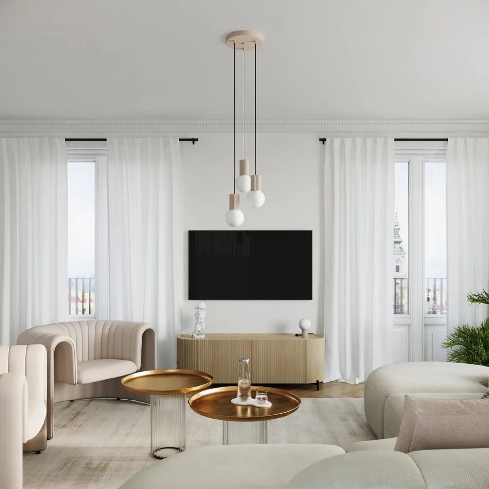 Кафяво-сива настолна лампа със стъклен абажур (височина 19 cm) Orbital – Sollux