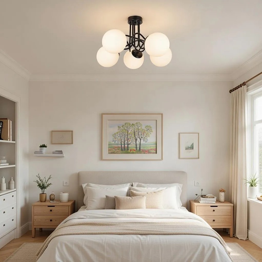 Плафон МОНА, черен/бял, 5xE27