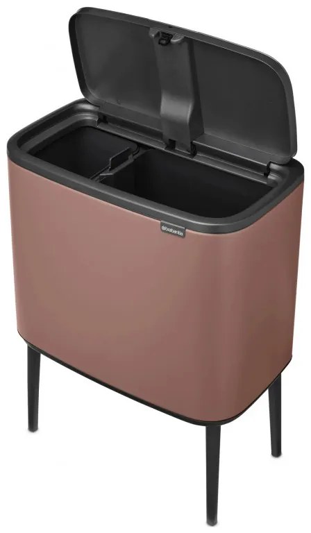 Кош за боклук Brabantia Bo Touch 1008856, 11+23 л, Плавно и безшумно отваряне, Голям отвор, Сатенено покритие, Кафяв