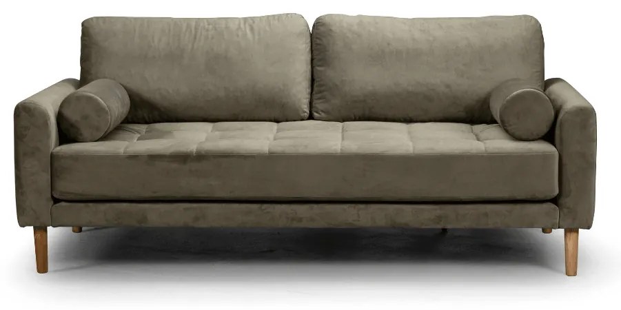 Двуместен диван Midcentury в кафяво/зелено кадифе, 180/93/66 см