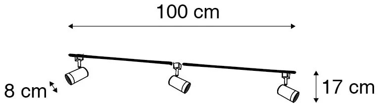 Интелигентна релсова осветителна система бяла 1-фазна 3-светлини вкл. Wifi GU10 - Iconic Jeana