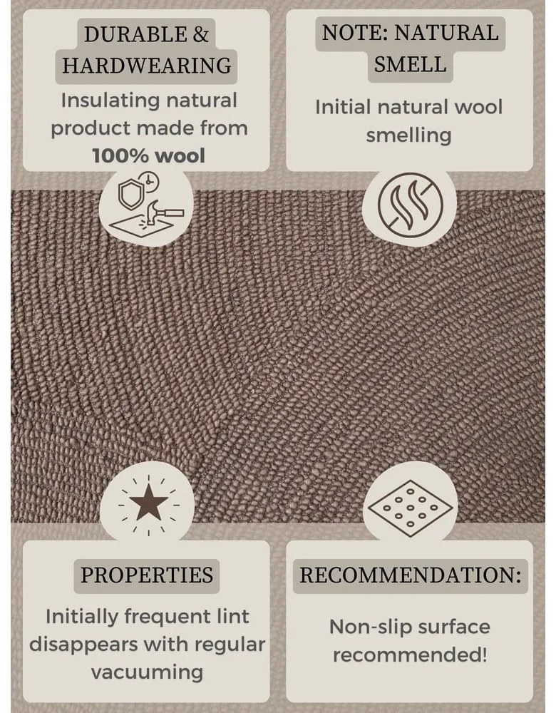 Кафяво-сив ръчно изработен вълнен килим 200x300 cm Calmio – Hanse Home