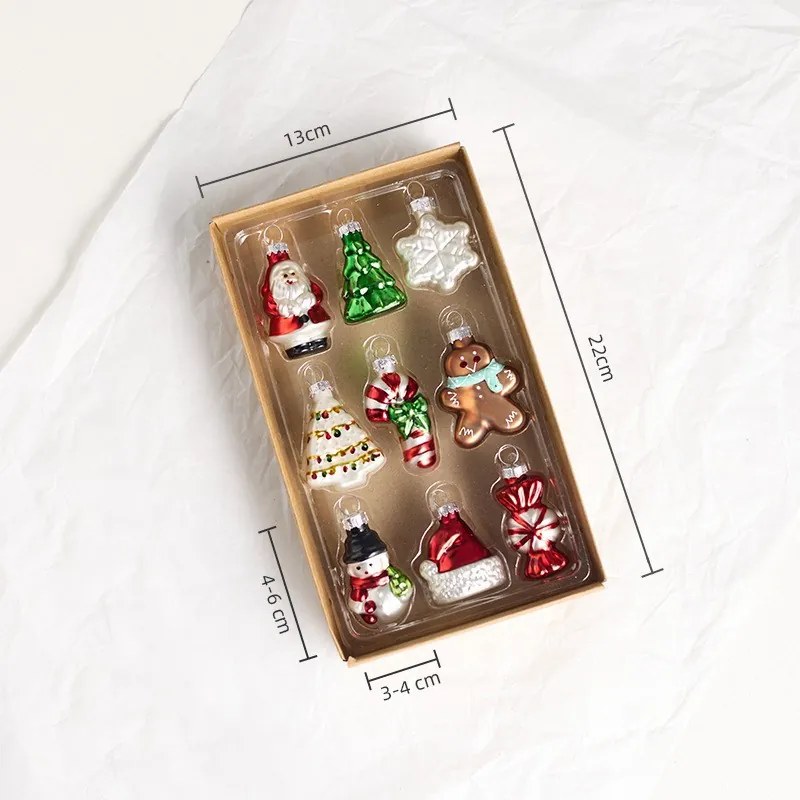 Комплект от 9 стъклени коледни топки - елегантни орнаменти за елхата