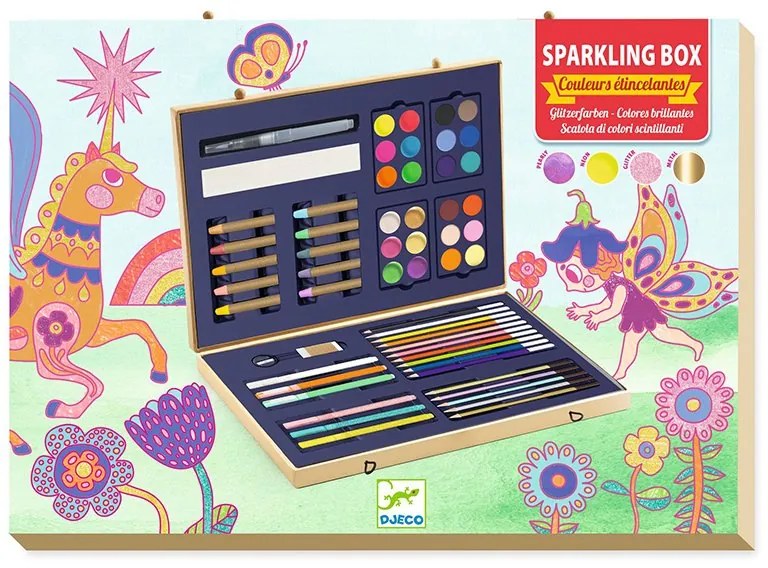 Djeco - Комплект за рисуване big box of colors блестящи цветове DJ09797